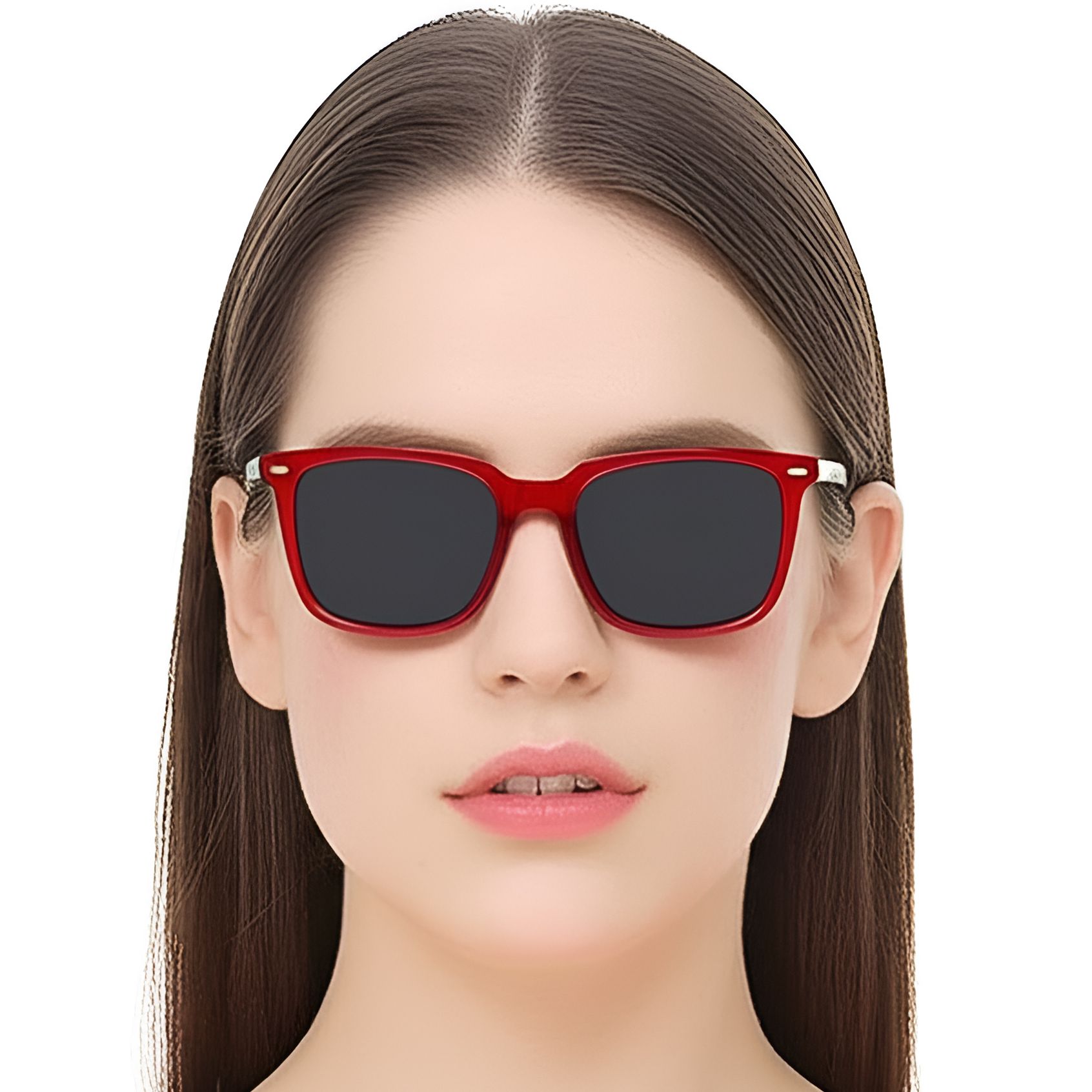 Rectangular Red Acetate Sunglasses #BS0420-0172