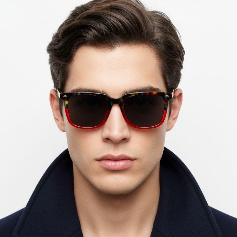 Rectangular Tortoiseshell Acetate Sunglasses #BS0420-0173