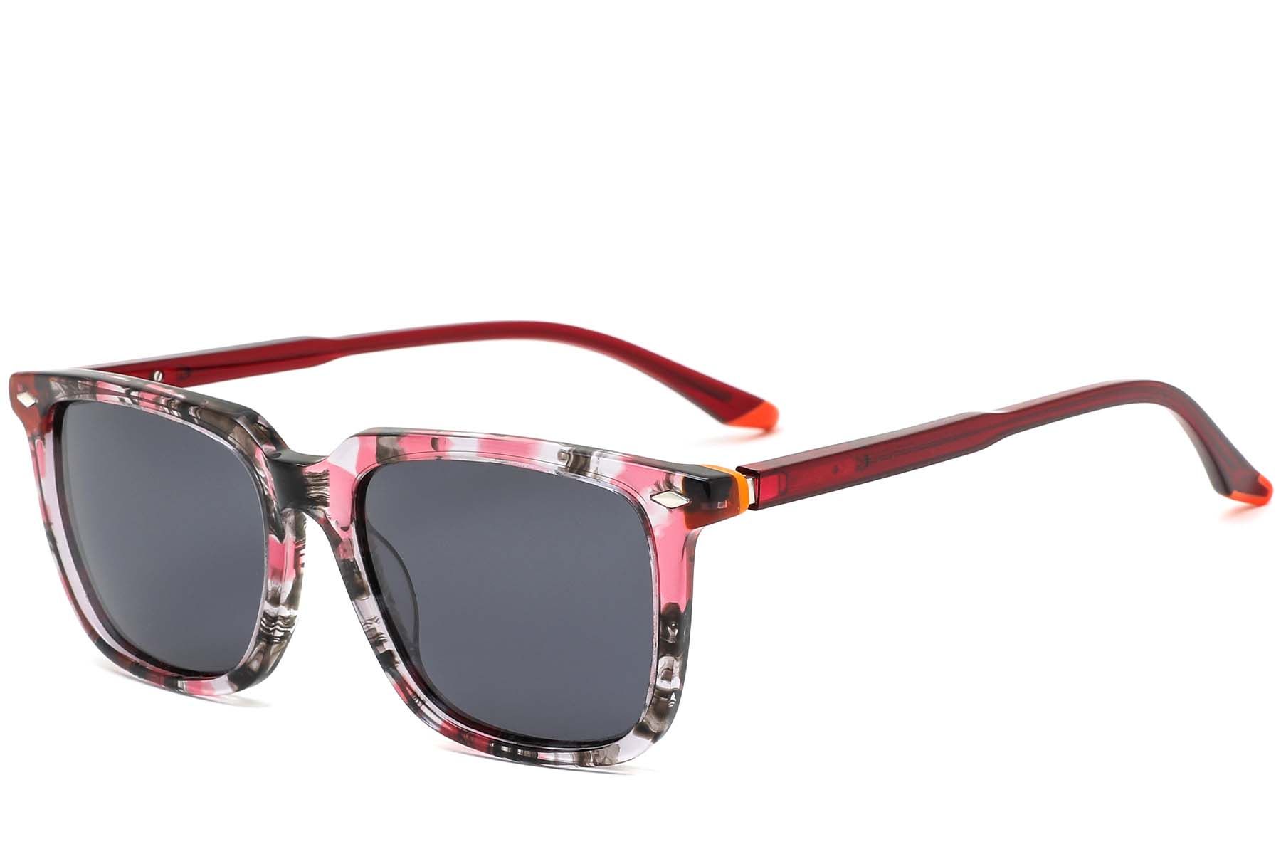 Rectangular Pink Acetate Sunglasses #BS0420-0174