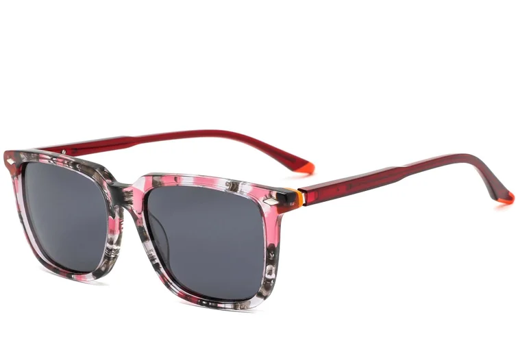 Rechteckige rosa Acetat-Sonnenbrille #BS0420-0174