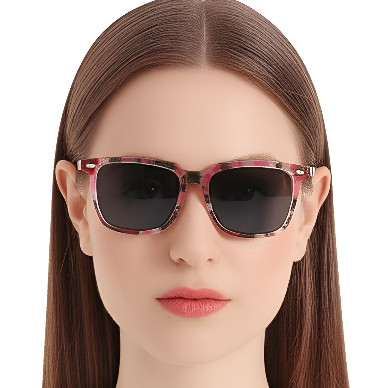 Rectangular Pink Acetate Sunglasses #BS0420-0174