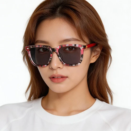 Rectangular Pink Acetate Sunglasses #BS0420-0174
