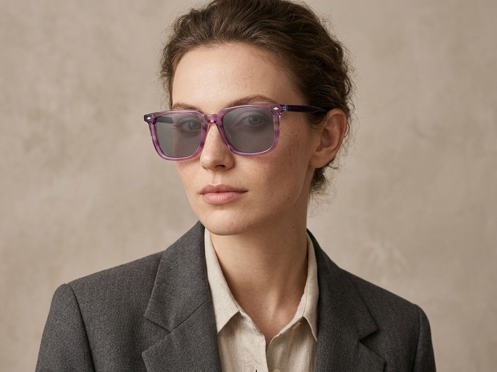 Rectangular Purple Acetate Sunglasses #BS0420-0175