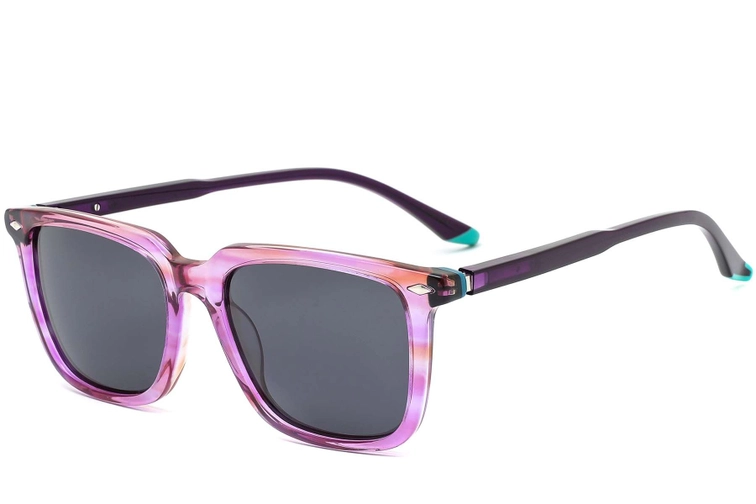 Rectangular Purple Acetate Sunglasses #BS0420-0175