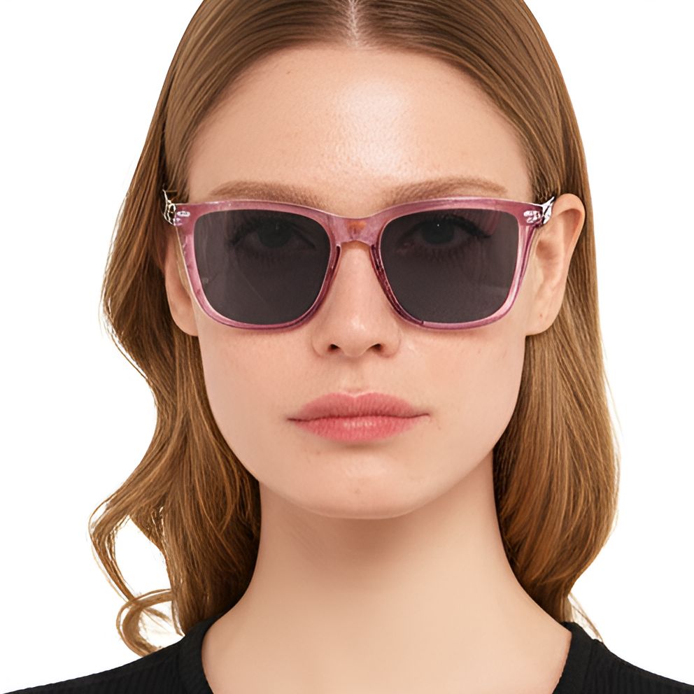 Rectangular Purple Acetate Sunglasses #BS0420-0175