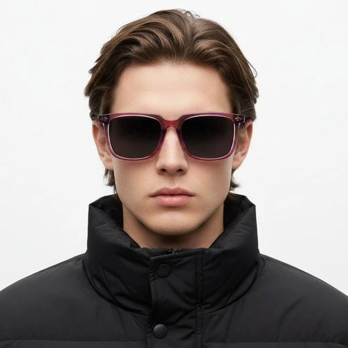Rectangular Purple Acetate Sunglasses #BS0420-0175