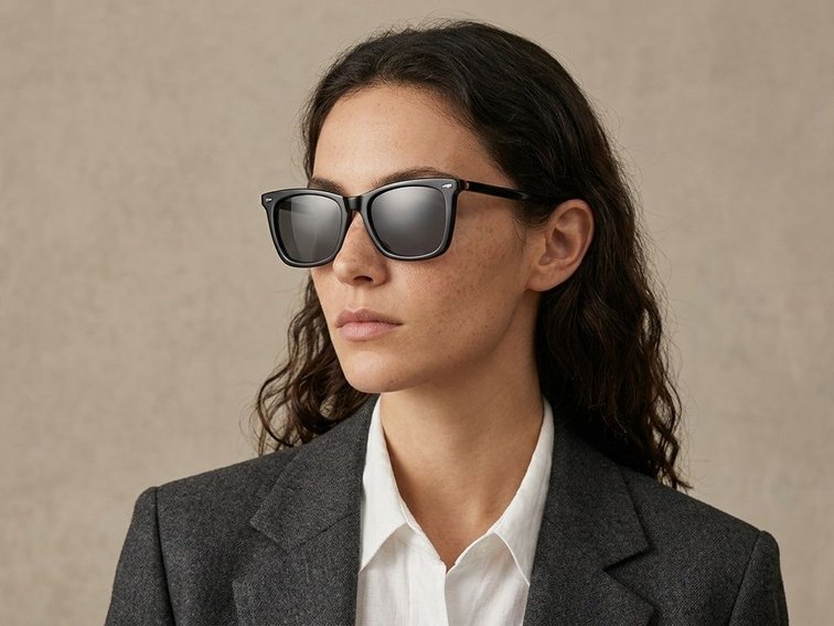 Rectangular Black Acetate Sunglasses #BS0420-0176