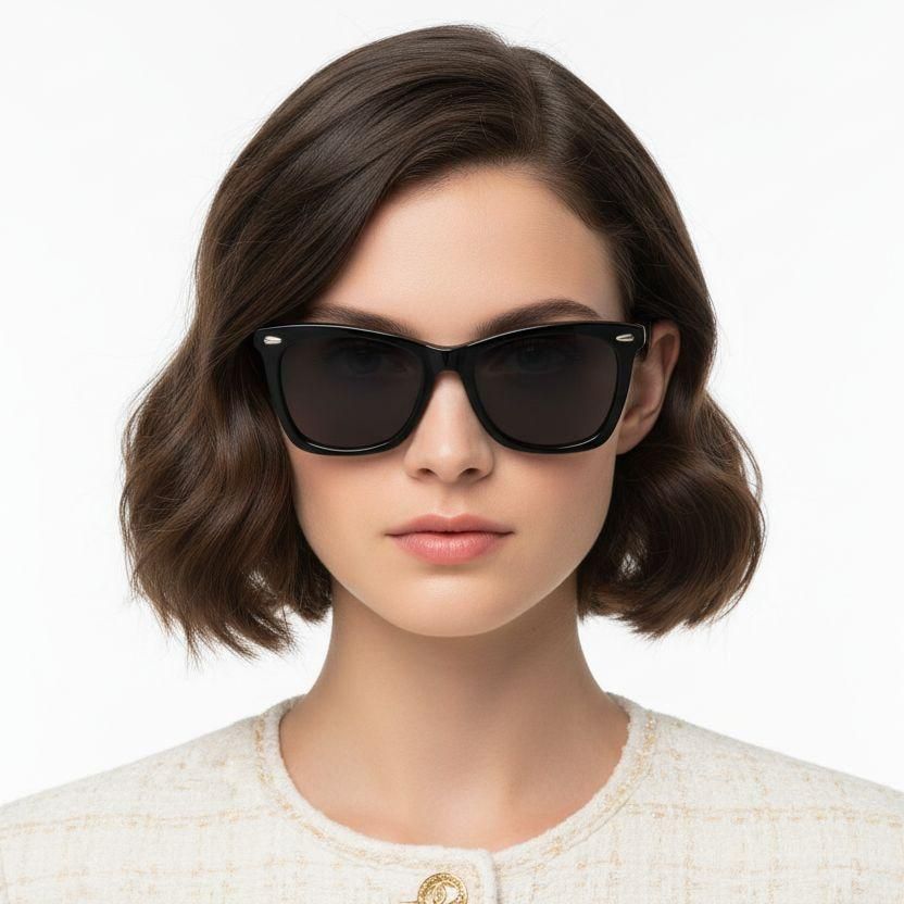 Rectangular Black Acetate Sunglasses #BS0420-0176