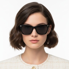 Rectangular Black Acetate Sunglasses #BS0420-0176