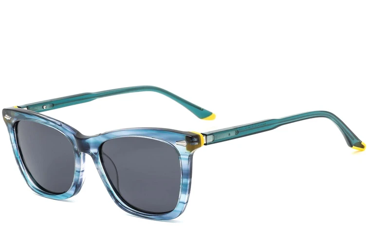 Occhiali da sole rettangolari in acetato blu #BS0420-0177