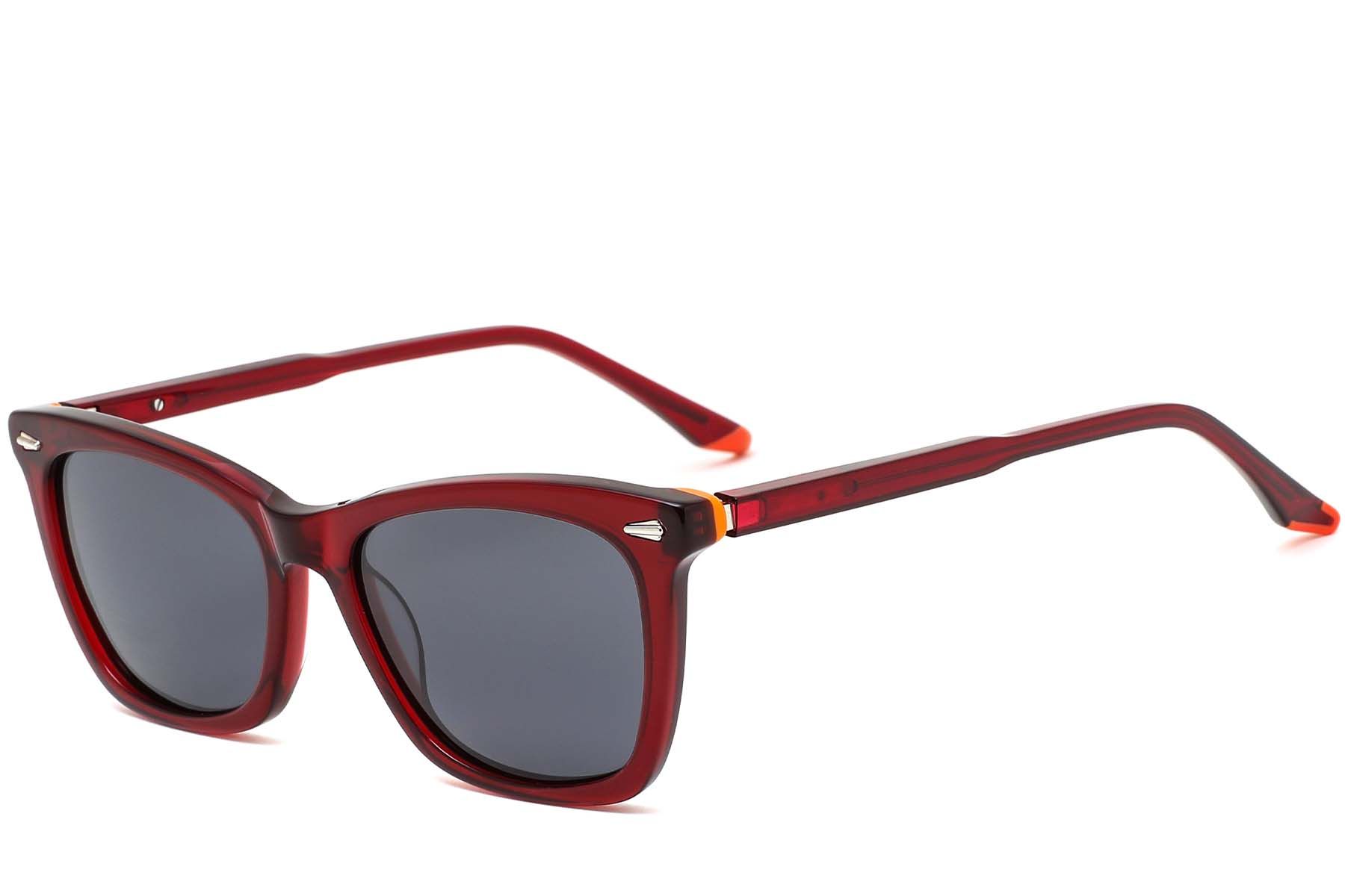 Rectangular Red Acetate Sunglasses #BS0420-0178