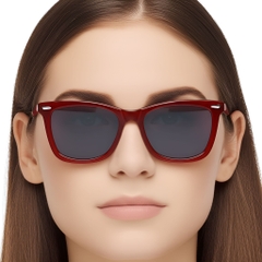 Rectangular Red Acetate Sunglasses #BS0420-0178