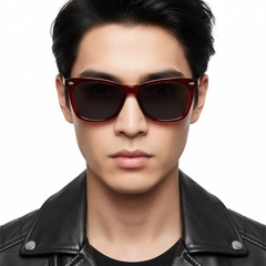 Rectangular Red Acetate Sunglasses #BS0420-0178