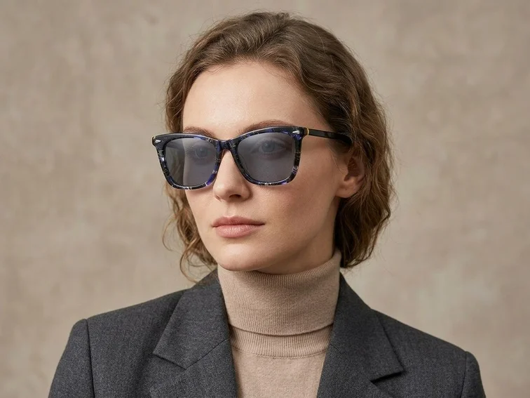 Rectangular Purple Acetate Sunglasses #BS0420-0179