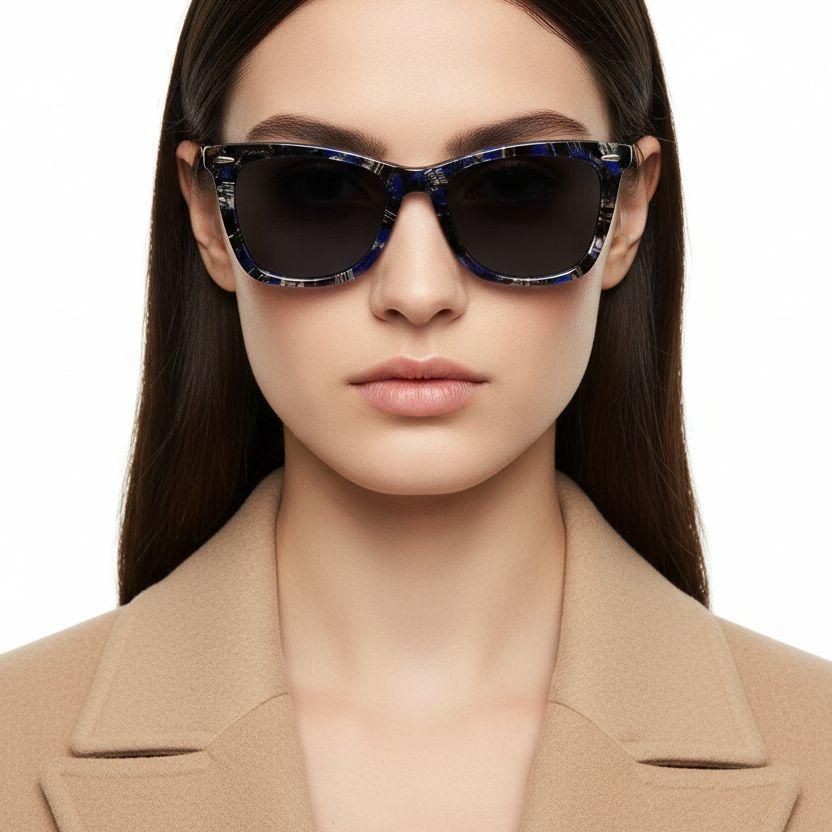 Rectangular Purple Acetate Sunglasses #BS0420-0179