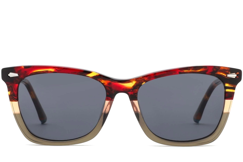 Rectangular Tortoiseshell Acetate Sunglasses #BS0420-0180