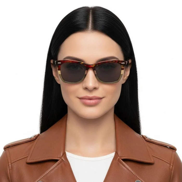 Rectangular Tortoiseshell Acetate Sunglasses #BS0420-0180