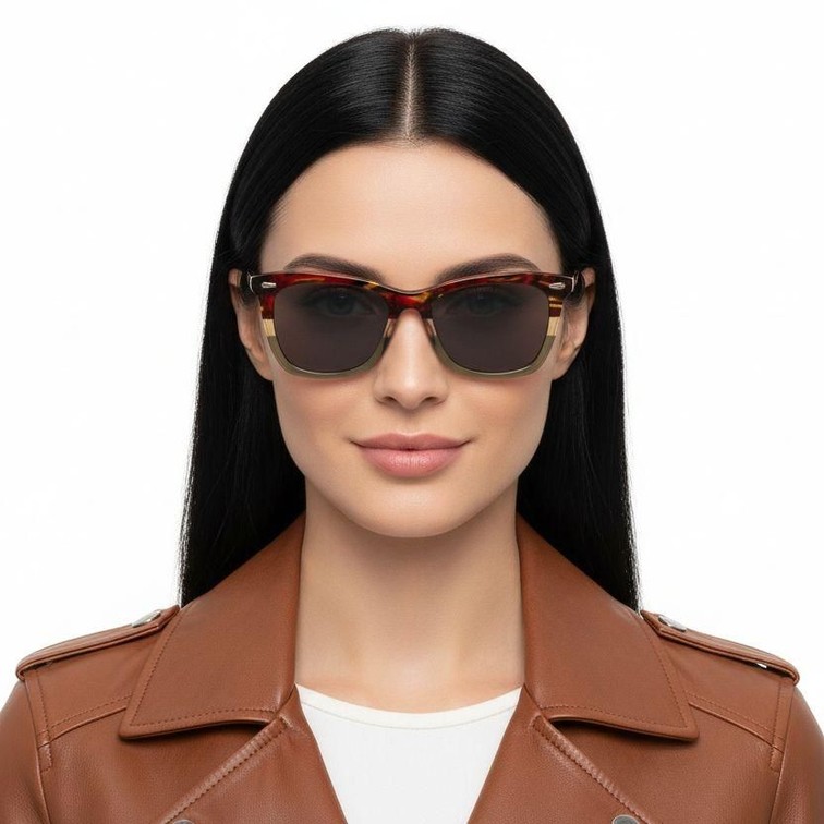 Rectangular Tortoiseshell Acetate Sunglasses #BS0420-0180