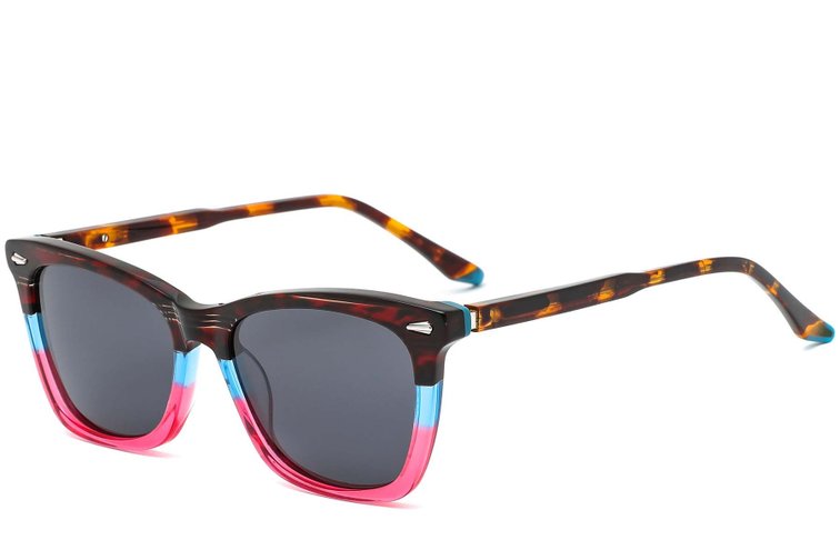 Rechteckige rosa Acetat-Sonnenbrille #BS0420-0181