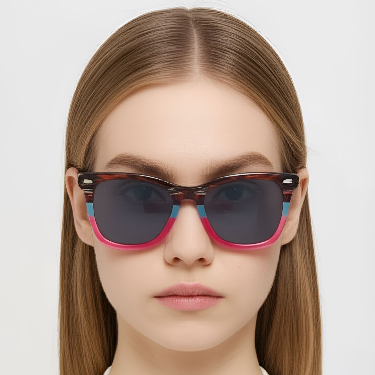 Rectangular Pink Acetate Sunglasses #BS0420-0181