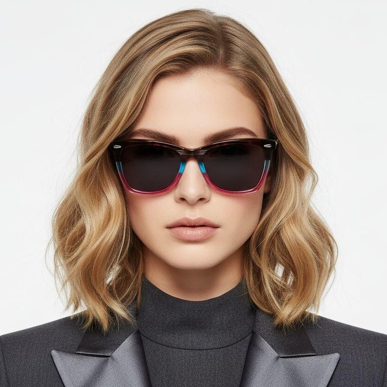 Rectangular Pink Acetate Sunglasses #BS0420-0181