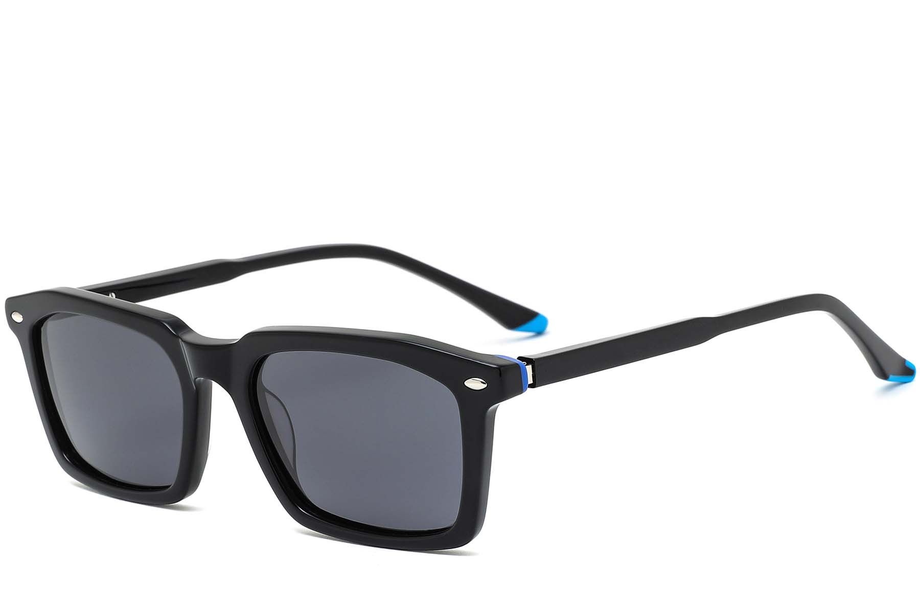 Rectangular Black Acetate Sunglasses #BS0420-0182