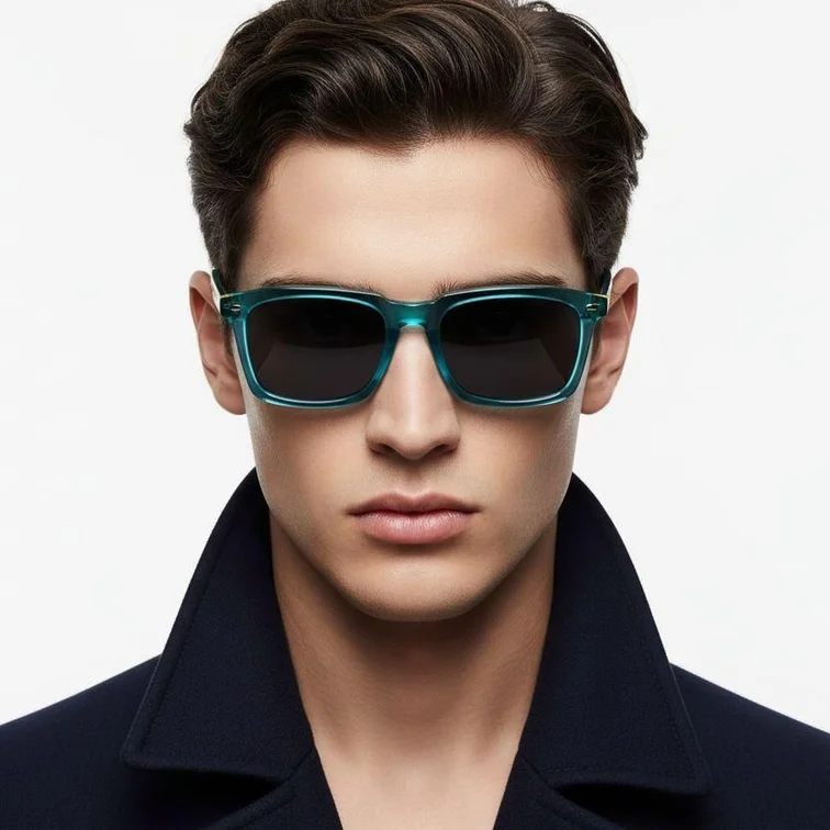 Rectangular Green Acetate Sunglasses #BS0420-0183