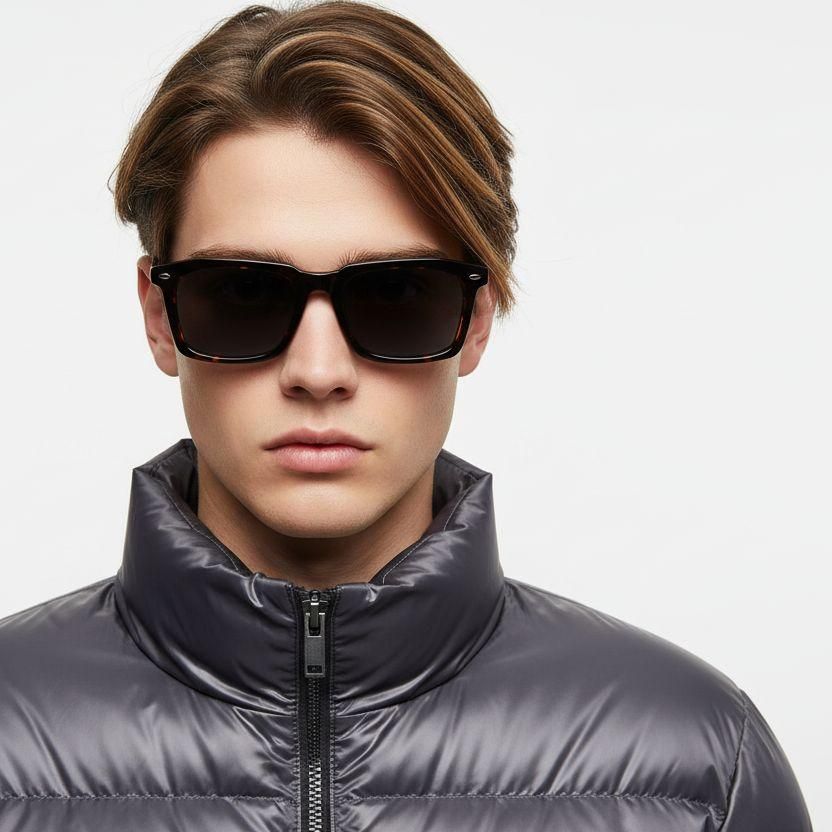 Rectangular Tortoiseshell Acetate Sunglasses #BS0420-0184