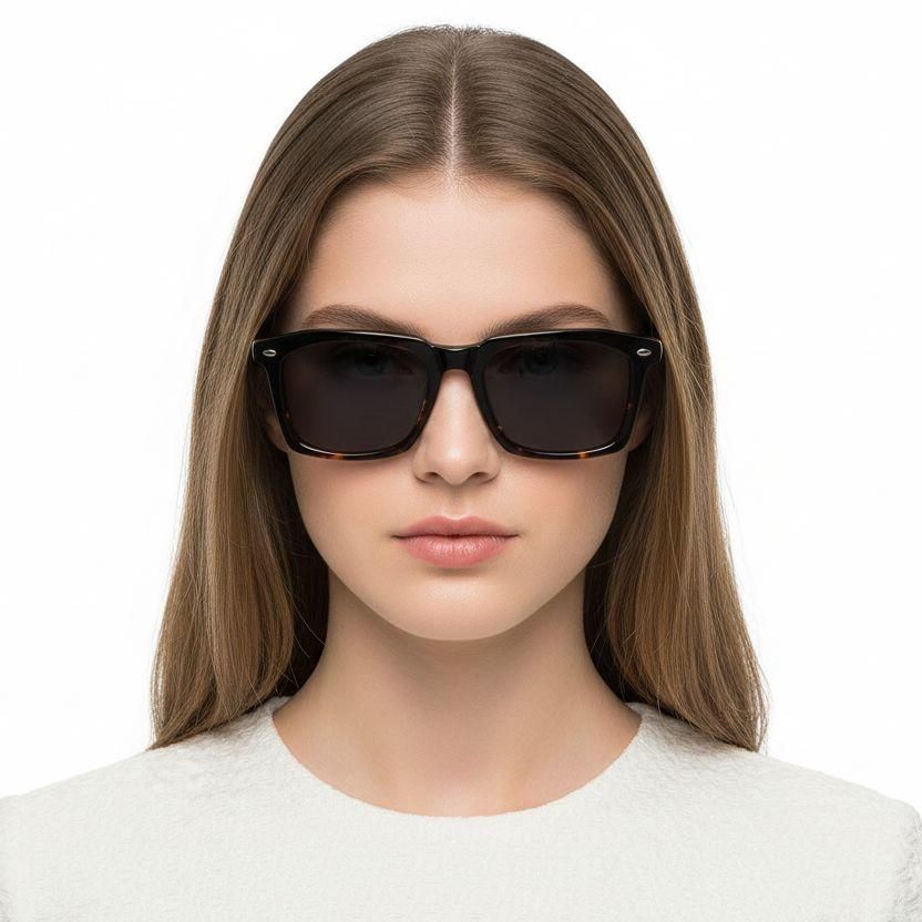 Rectangular Tortoiseshell Acetate Sunglasses #BS0420-0184