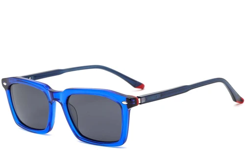 Rechteckige Sonnenbrille aus blauem Acetat #BS0420-0185