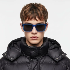 Gafas de sol rectangulares de acetato azul #BS0420-0185