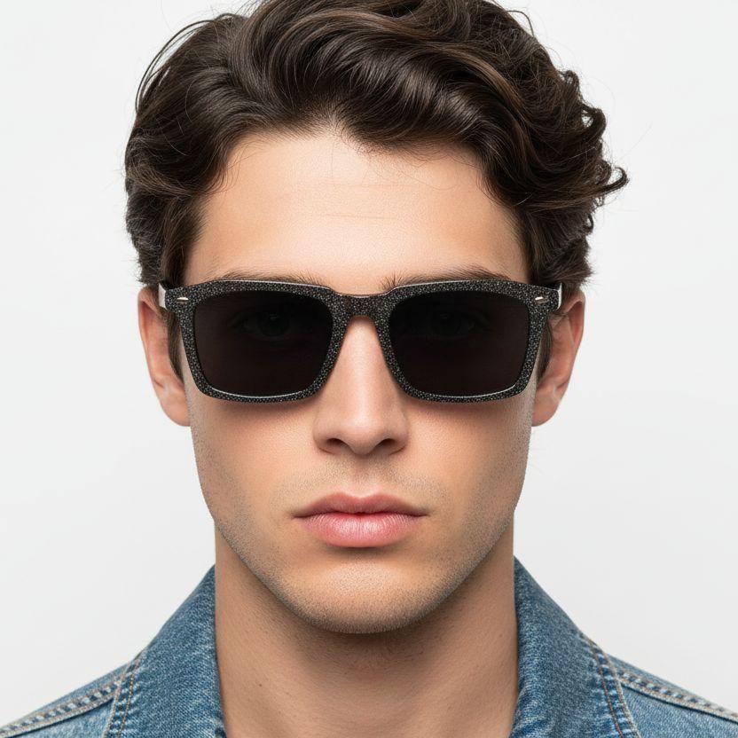 Rectangular Pattern Acetate Sunglasses #BS0420-0186