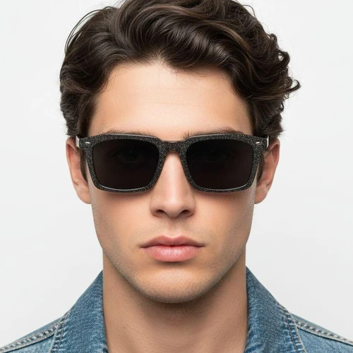 Rectangular Pattern Acetate Sunglasses #BS0420-0186