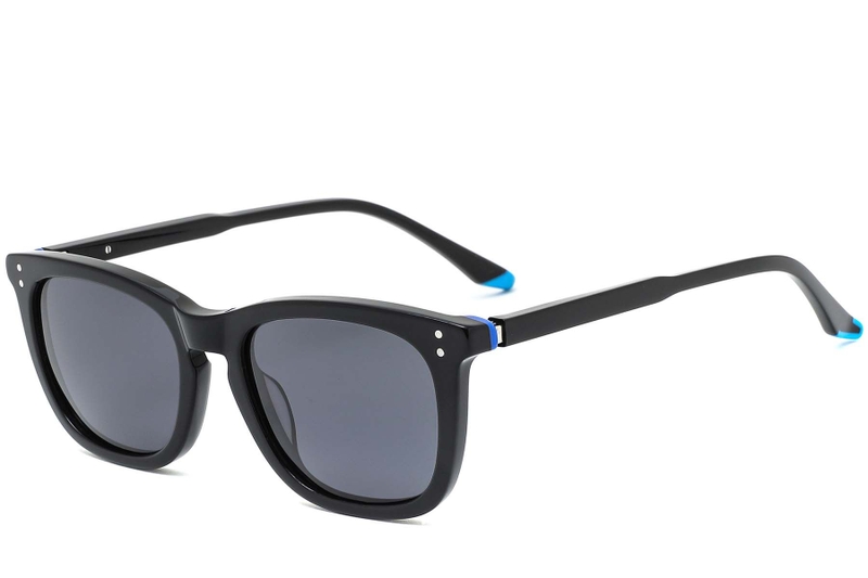 Rectangular Black Acetate Sunglasses #BS0420-0187