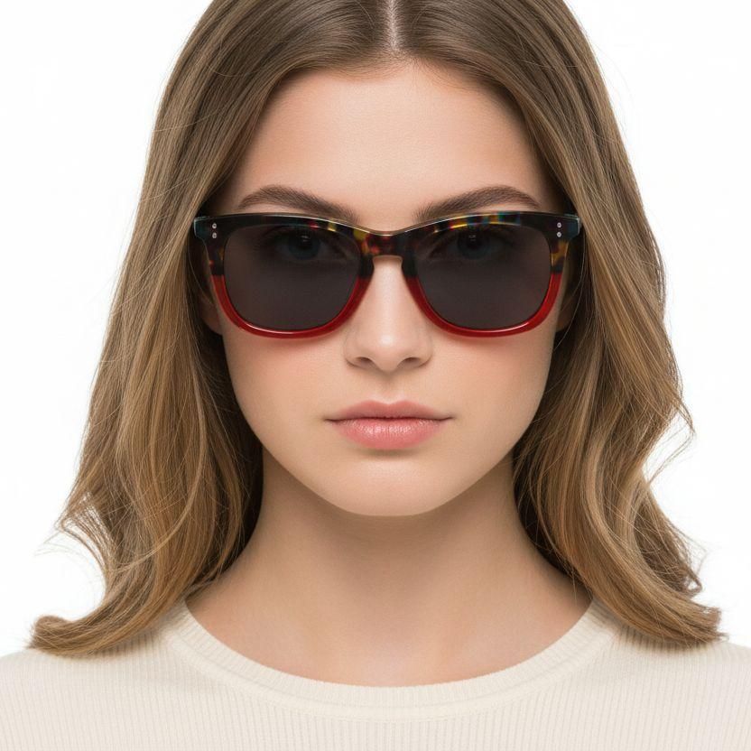 Lunettes de soleil rectangulaires en acétate écaille de tortue #BS0420-0188