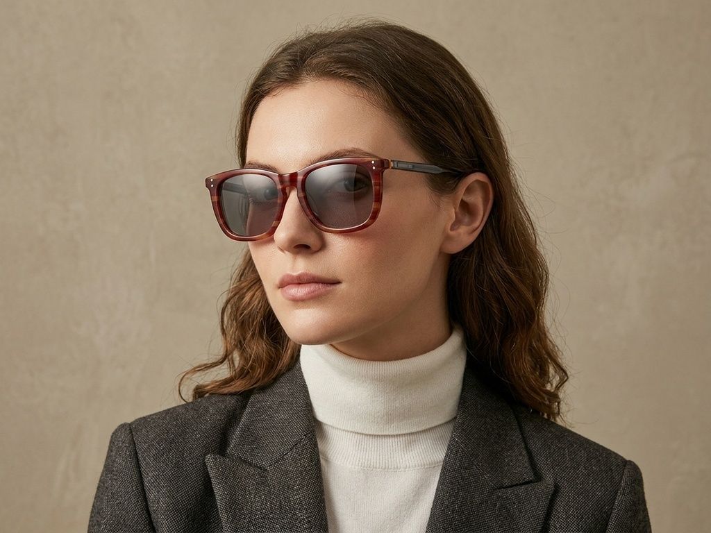 Rectangular Brown Acetate Sunglasses #BS0420-0190