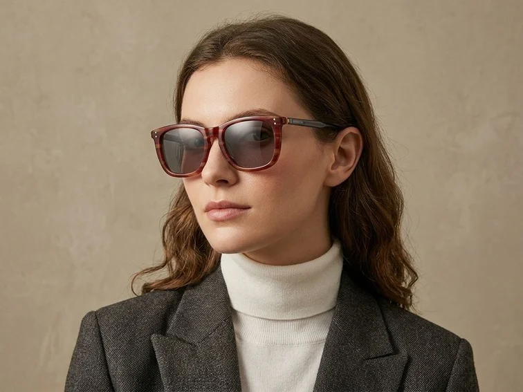 Rectangular Brown Acetate Sunglasses #BS0420-0190