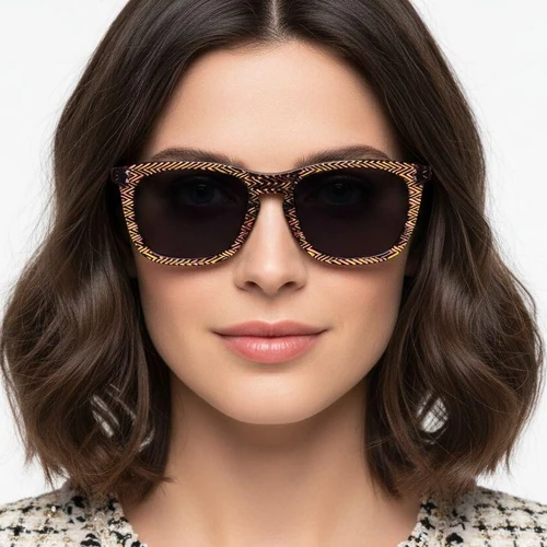 Rectangular Yellow Acetate Sunglasses #BS0420-0191