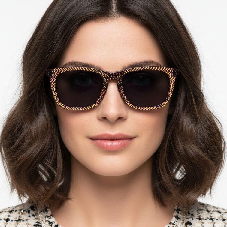 Rectangular Yellow Acetate Sunglasses #BS0420-0191