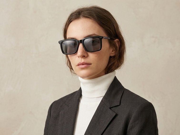 Rectangular Black Acetate Sunglasses #BS0420-0192