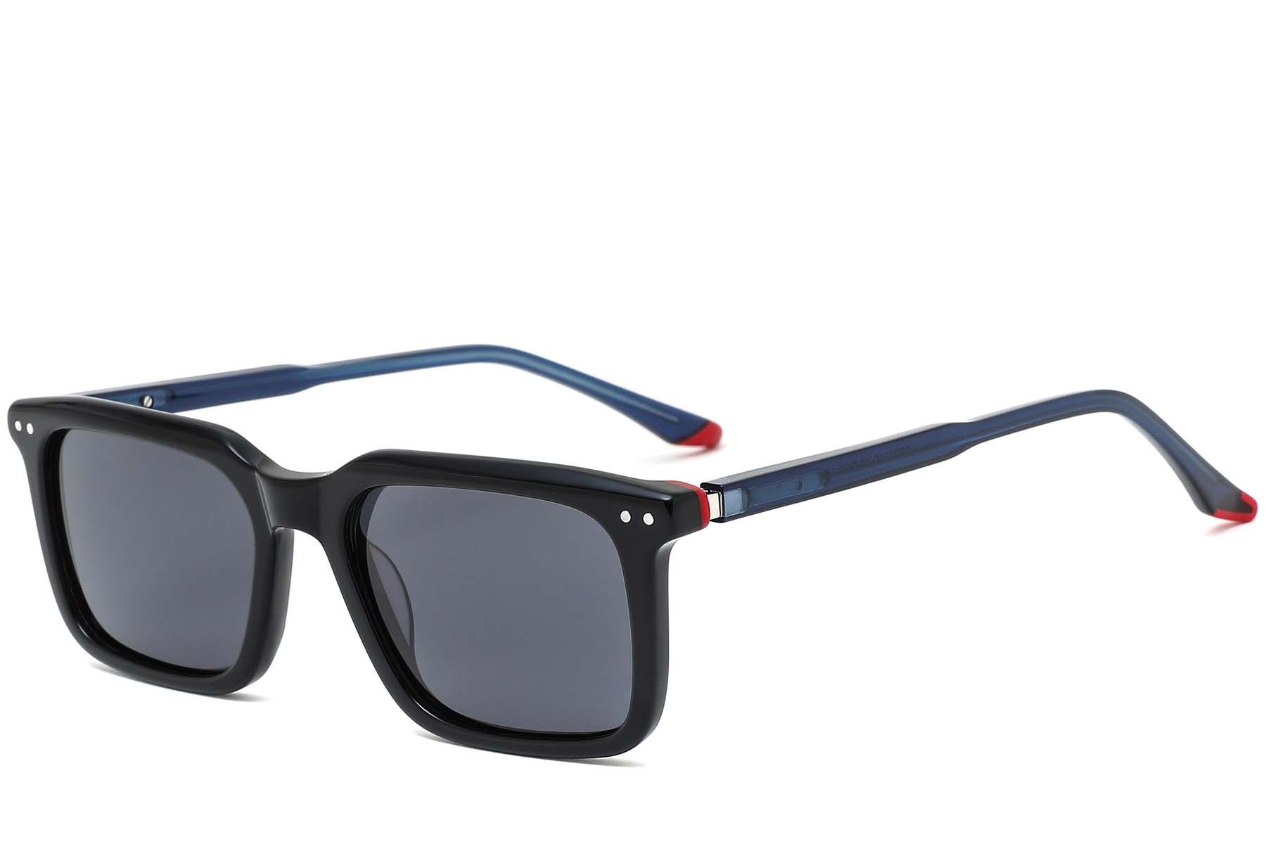 Rectangular Black Acetate Sunglasses #BS0420-0192