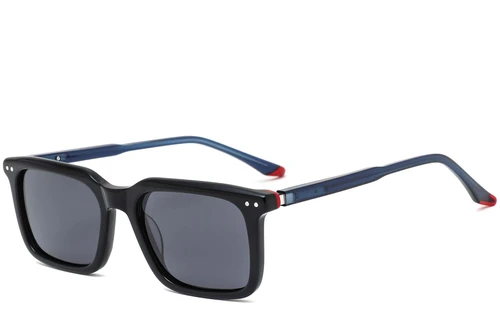 Rechteckige Sonnenbrille aus schwarzem Acetat #BS0420-0192