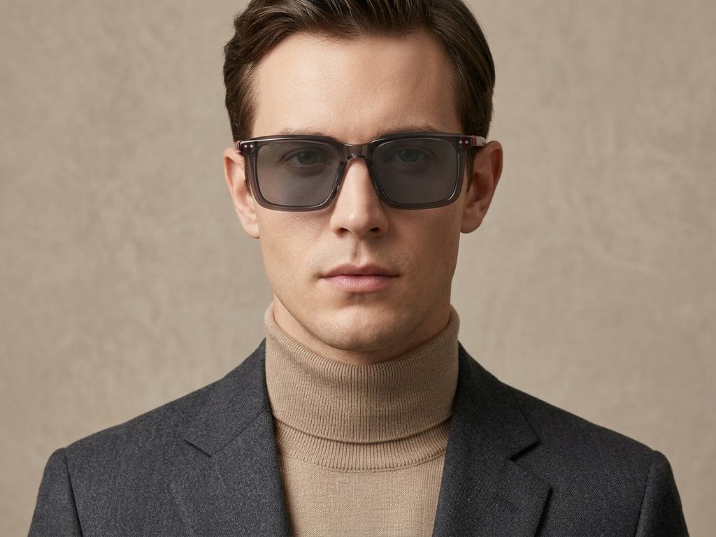 Rectangular Grey Acetate Sunglasses #BS0420-0193