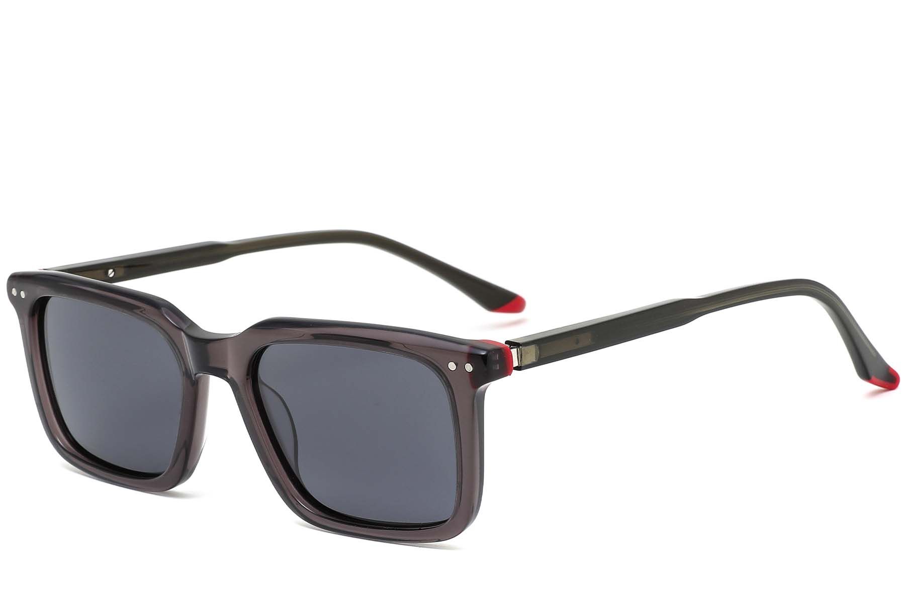 Rectangular Grey Acetate Sunglasses #BS0420-0193