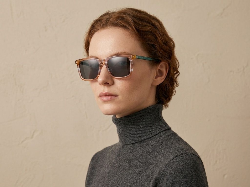 Rectangular Brown Acetate Sunglasses #BS0420-0194