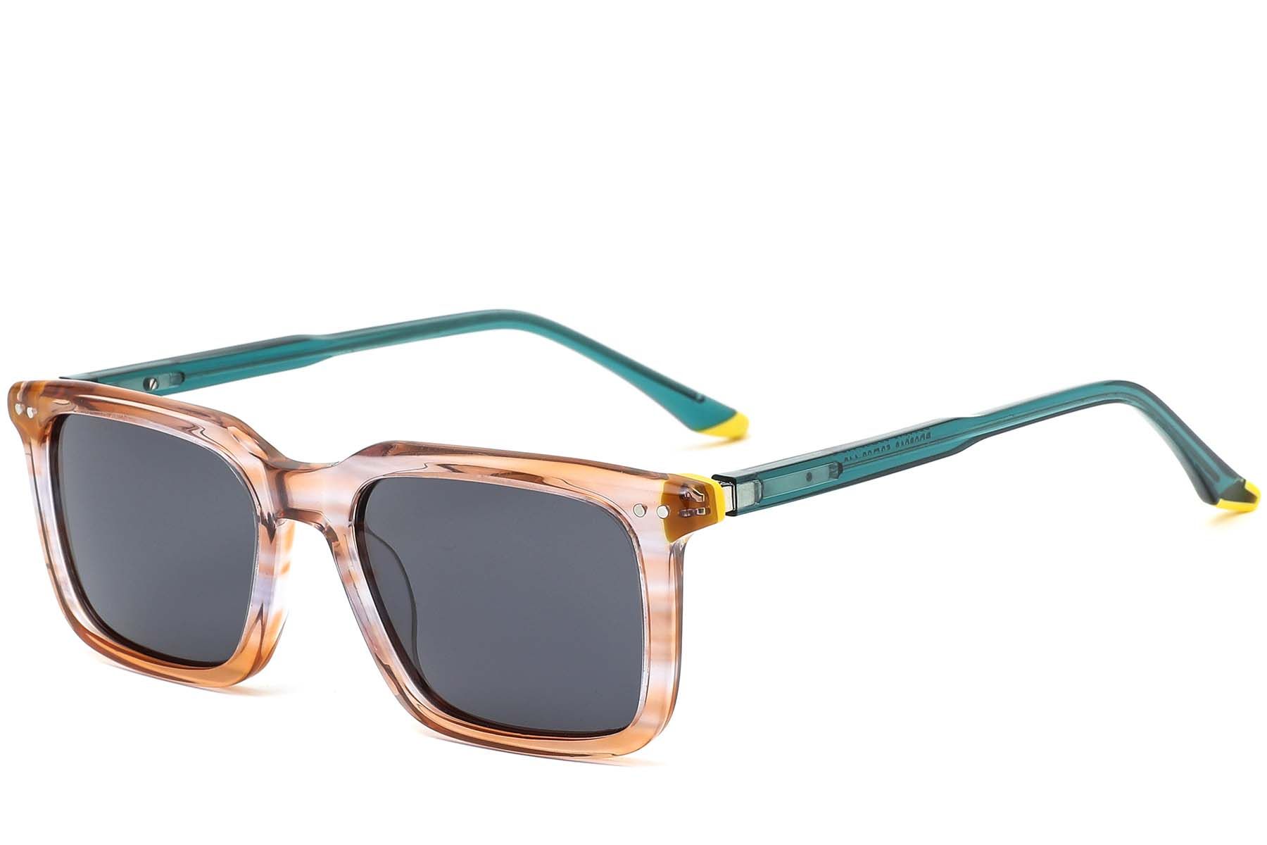 Rectangular Brown Acetate Sunglasses #BS0420-0194