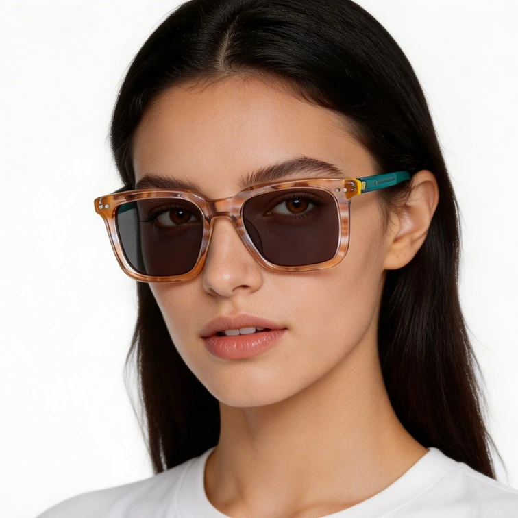 Rectangular Brown Acetate Sunglasses #BS0420-0194
