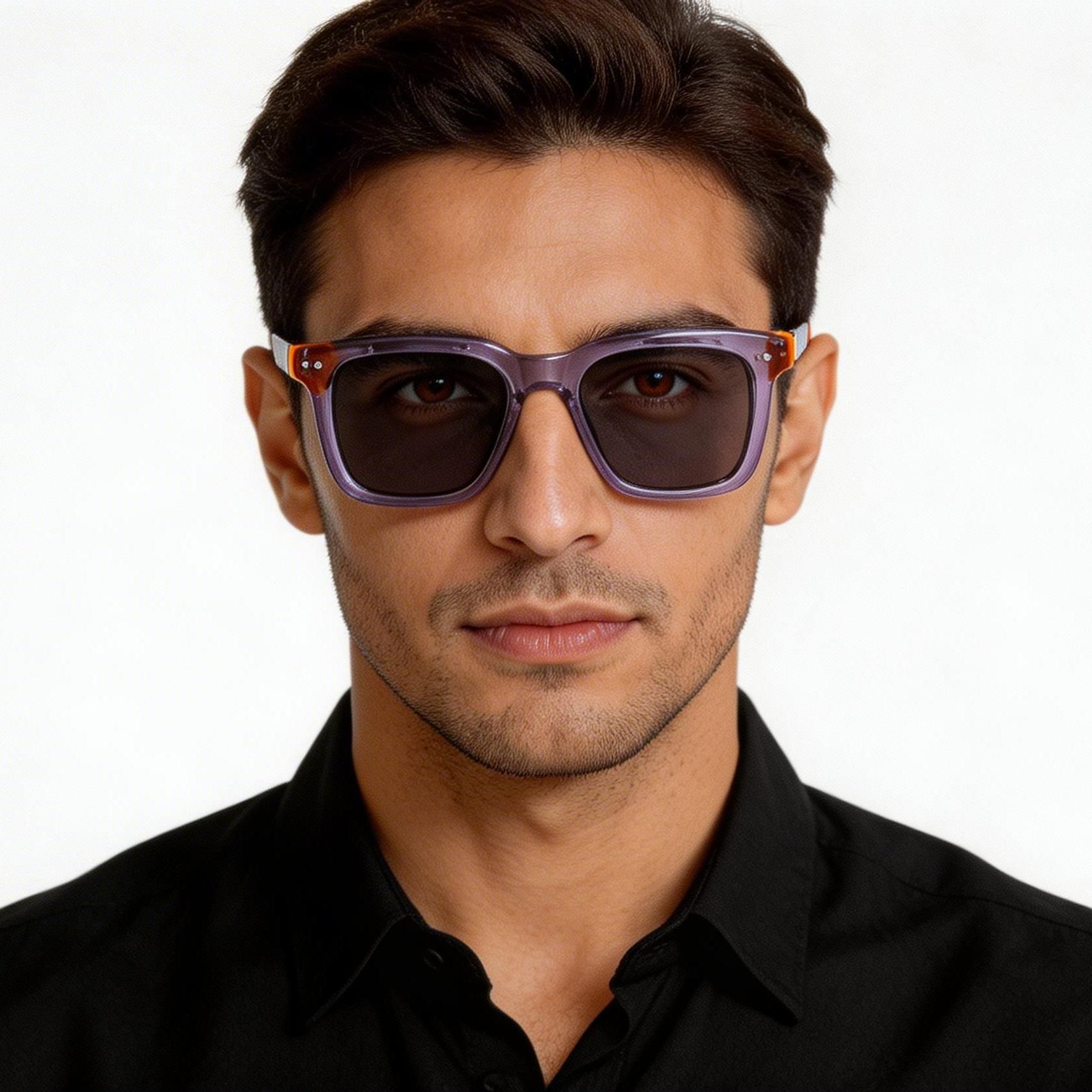 Rectangular Purple Acetate Sunglasses #BS0420-0195