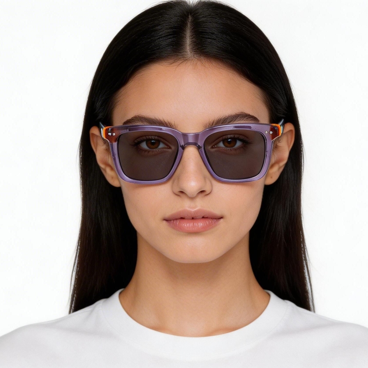 Rectangular Purple Acetate Sunglasses #BS0420-0195