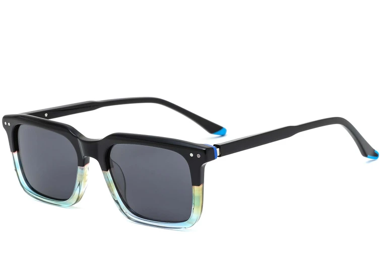 Rectangular Green Acetate Sunglasses #BS0420-0196